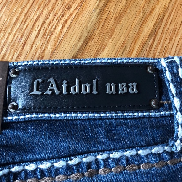 ‼️LAST 1‼️ NWT 💋 LA IDOL FRINGED JEAN SHORT Sz XS - Picture 3 of 10